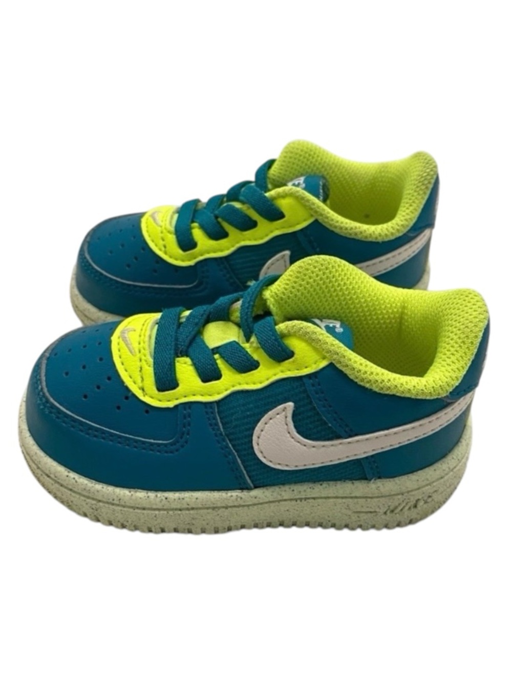 Nike Force 1 Crater Next Nature Kids Teal and Lime Sneakers Size 5c